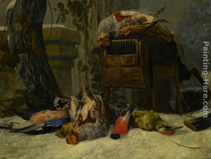 Still Life with Dead Game and Songbirds in the Snow painting - Peeter Boel Still Life with Dead Game and Songbirds in the Snow art painting